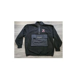 Fleece Pullover Football Logo‎ Front Pocket Black Mens Large